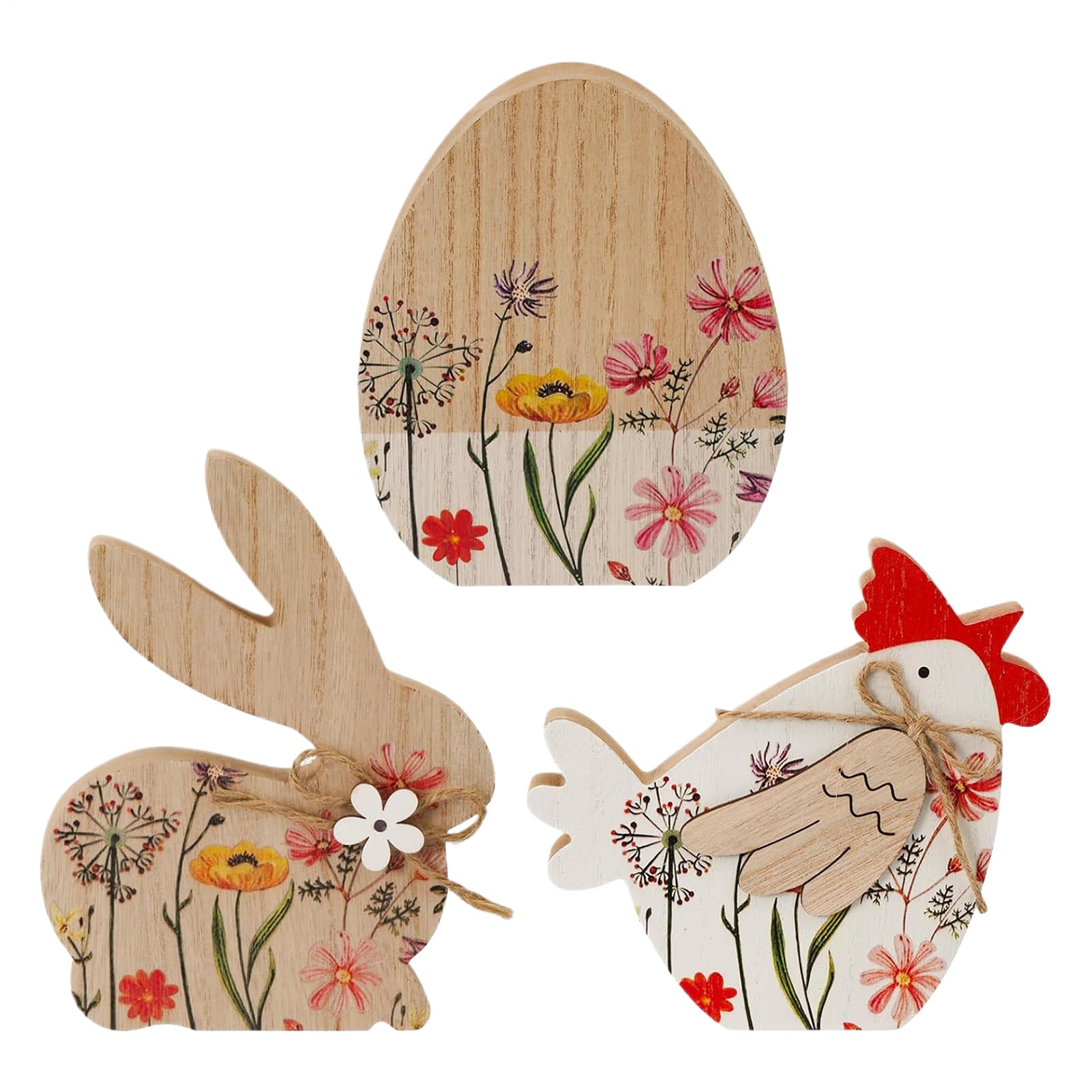 Conejito de Pascua de mesa de madera para evitar decoración sosa de primavera