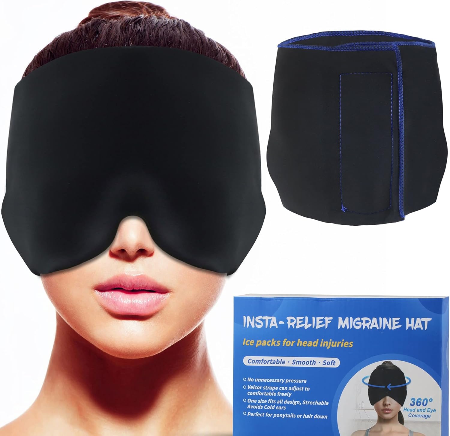 Buy INSTARELIEF Migraine Ice Head Wrap, Form Fitting Gel Headache ice pack for migraine cap