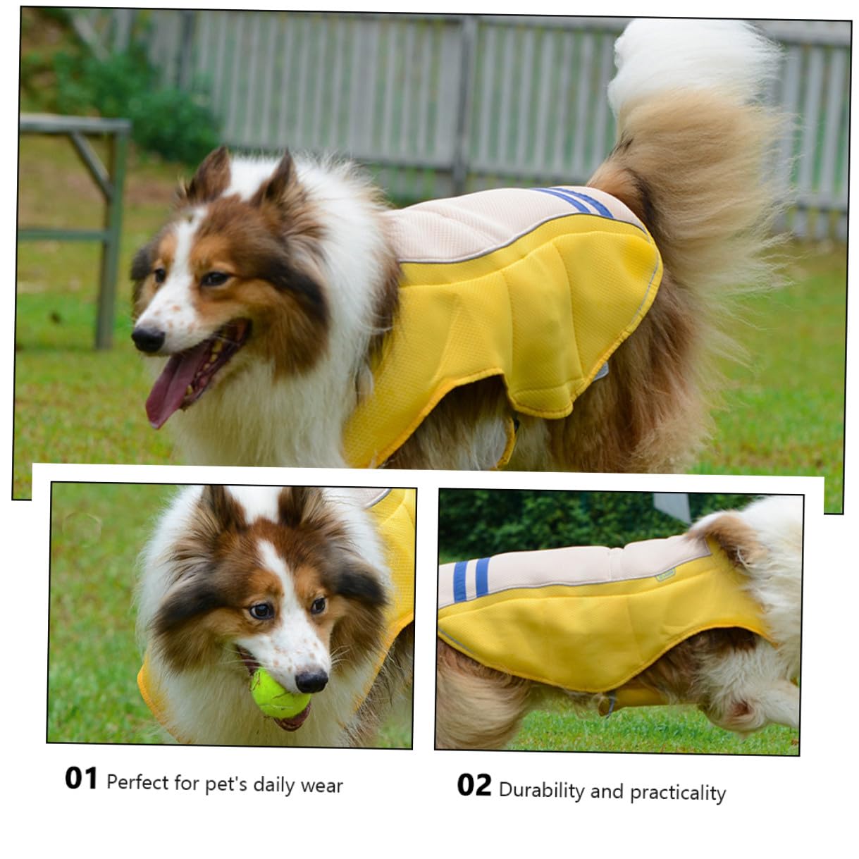 Gilet Rafraîchissant et Prévenant Le Coup de Chaleur pour Chien Jaune en Polyester Confortable et Fêtes du Weekend pour Parades D'été
