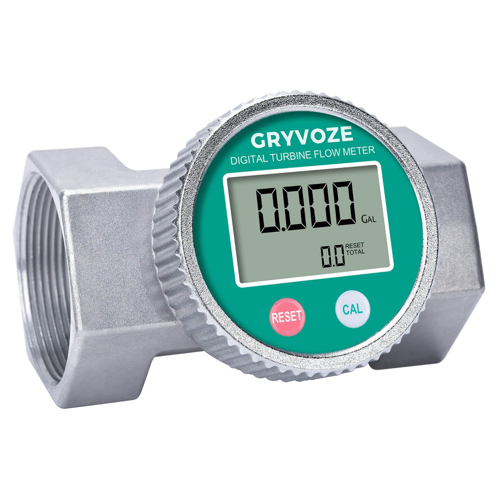 GRYVOZE Waterproof 2 Inch Water Flow Meter, 16-160 GPM Digital