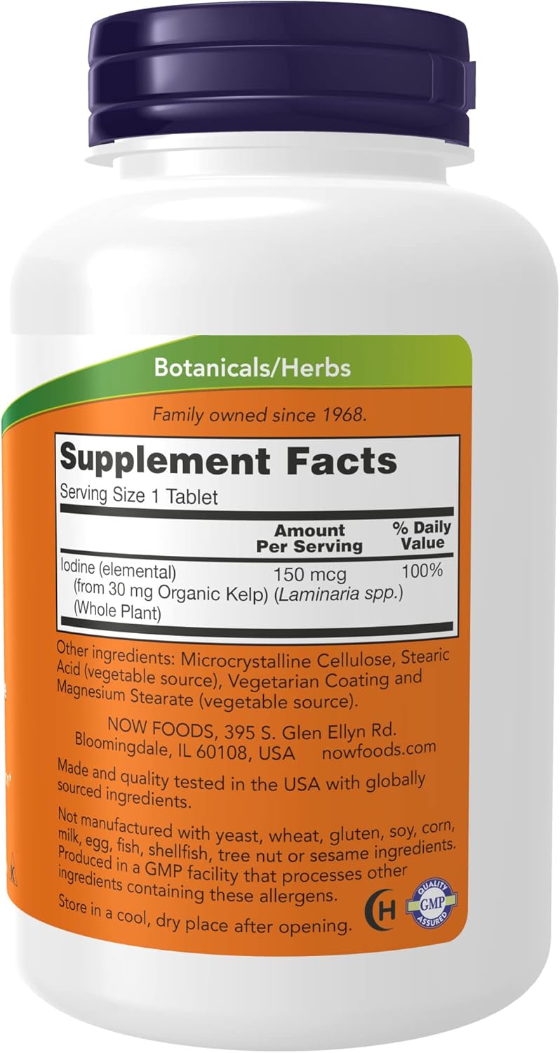 NOW Supplements, Kelp 150 mcg of Natural Iodine, Easier to Swallow Tablet, Super Green, 200 Tablets : Health & Household