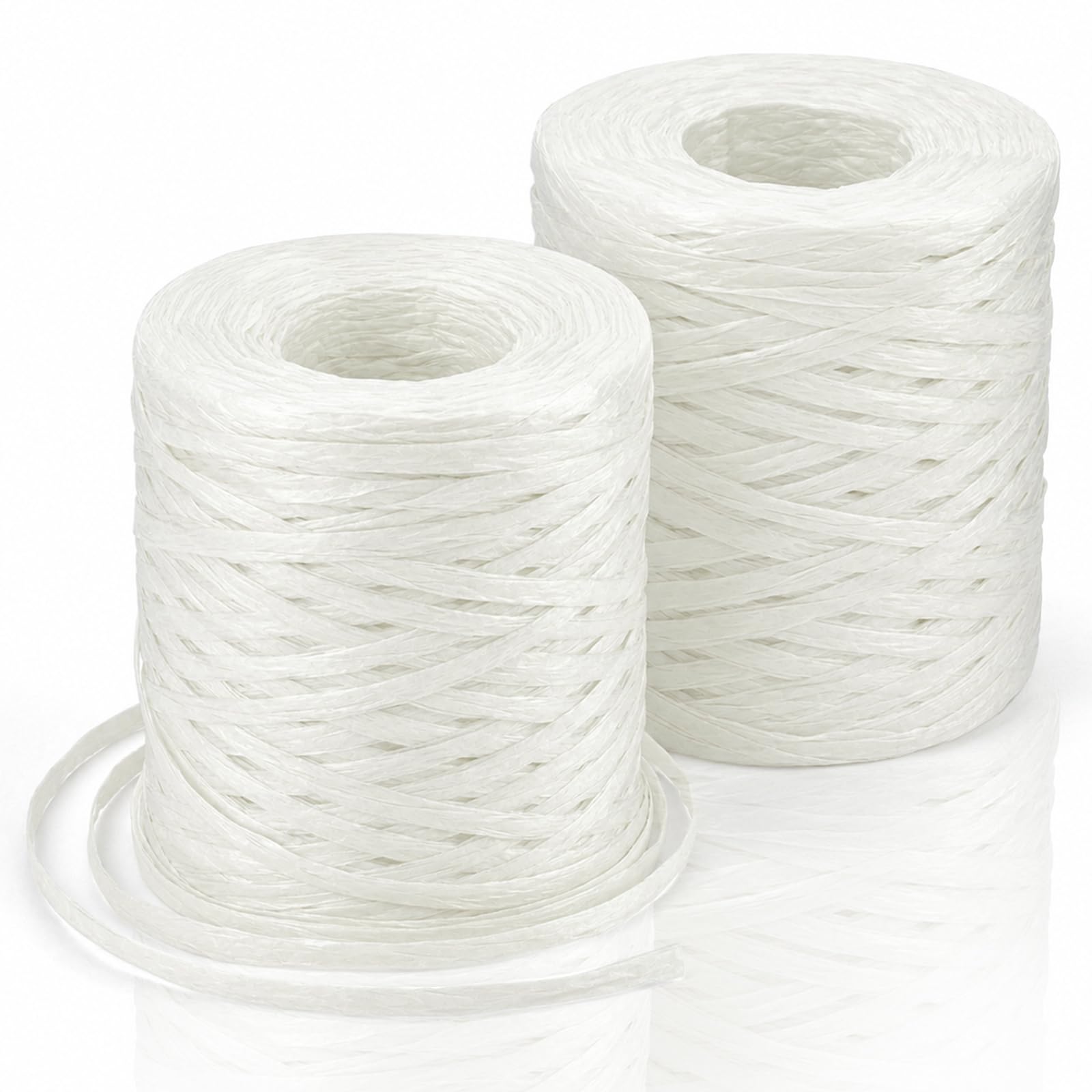 BEVTEE 436 Yards Raffia Yarn for Crochet, Ribbons for Crafts, White
