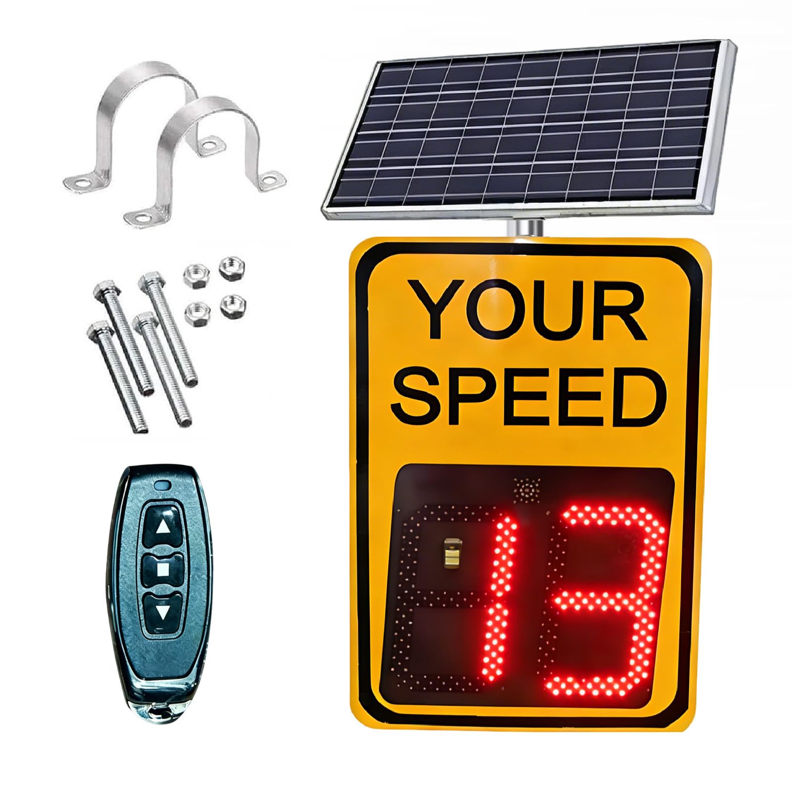 MIAOXIAOLONG 53 X70 Cm/ 60 X 90 Cm Señal De Velocidad con Radar Solar, con Detector De Velocidad, Juego Completo De Accesorios De Instalación Y Luz Intermitente De Copo De Nieve Yellow-53 * 70CM