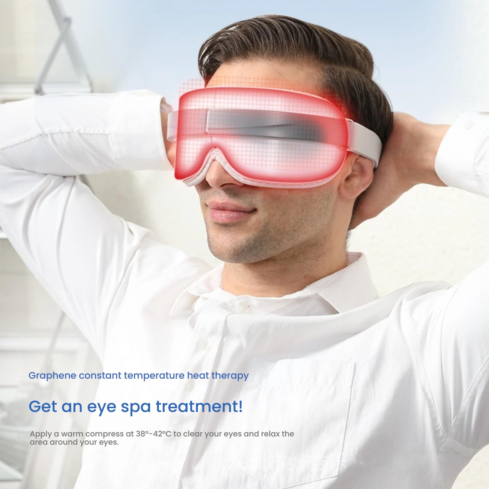 Masajeador de ojos inteligente con calor de grafeno, vibración y música integrada, dispositivo de masaje de ojos recargable plegable, máscara portátil para el cuidado de los ojos cansados, ojos secos