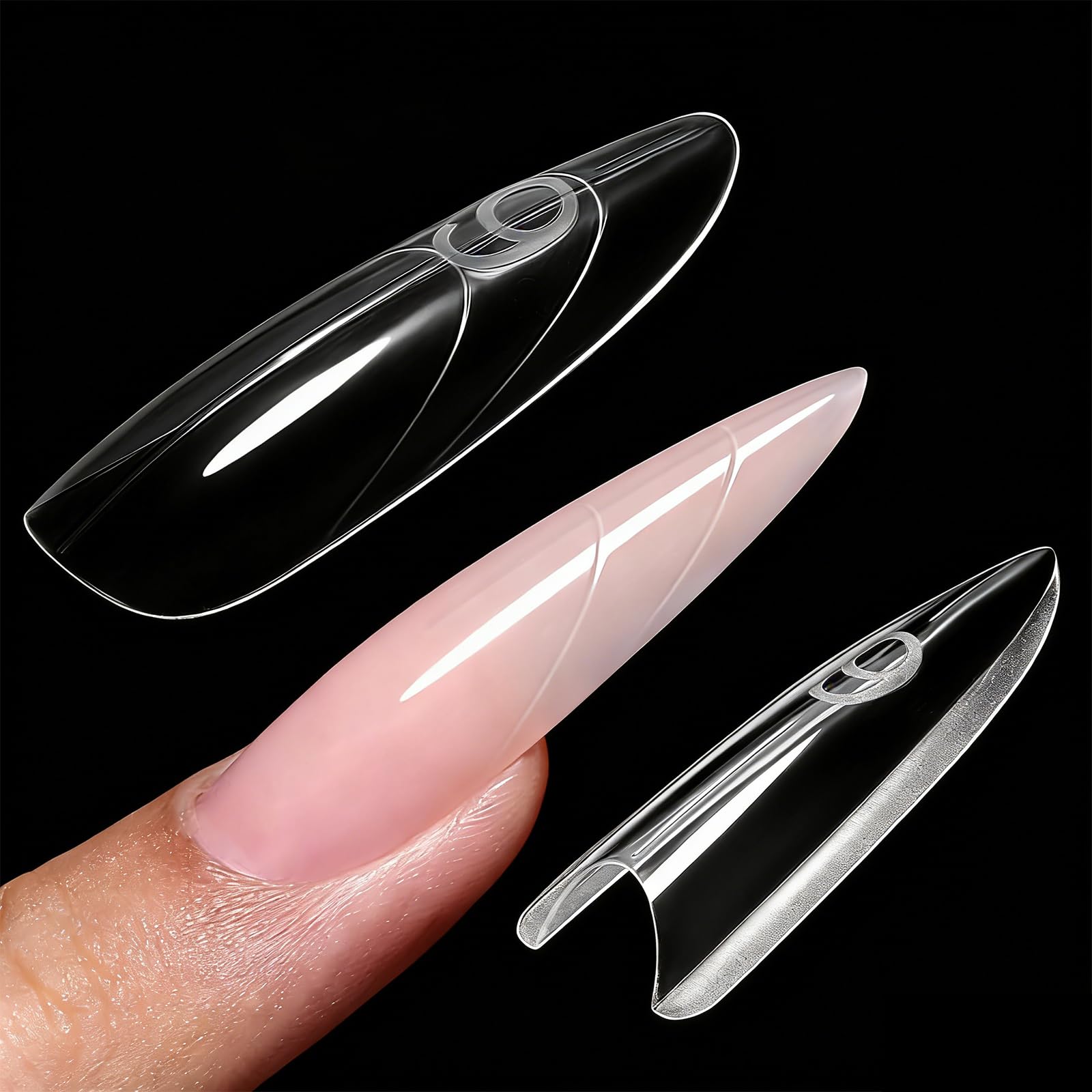 Original Sandwich Nagelform Dual Form 240 piezas Mandel Redondeles Uñas Formas Con Líneas Guia 15 Tamaños Plantillas De Uñas Superior E Inferior Para Builder G