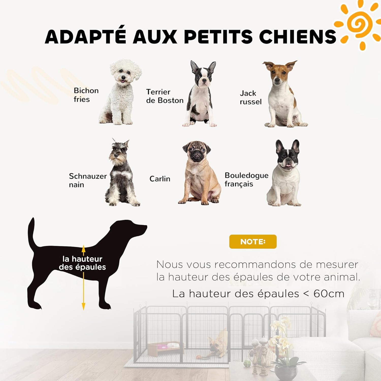 Close-up of the PawHut dog playpen's integrated door with a security latch.