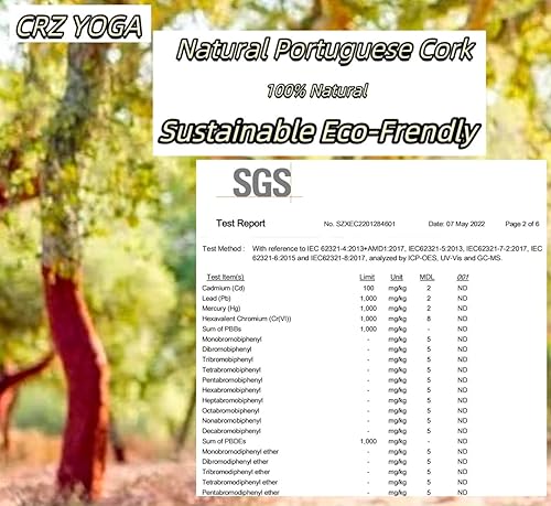 Miniatura 6 de Cork CRZ YOGA Blocks, paquete de 2 bloques de corcho natural, alta densidad con superficie antideslizante, accesorios de yoga ecológicos e ideales