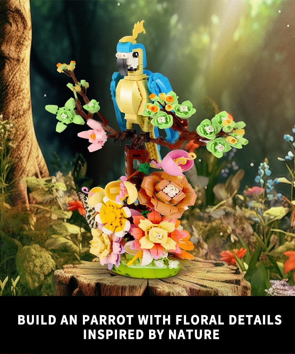 Flowers Botanical Collection – Caja Giratoria De Música, Bloque De Construcción Con Luz  575 Piezas Compatible Con Lego San Valentin Para El Dia