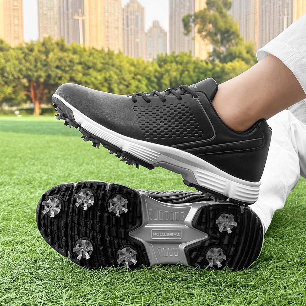 THESTRON Professional Golf Shoes for Men 7 Spikes Non-Slip Outdoor Golf Sport Training Sneakers Mens Comfortable Sport Shoes for Golfing Size 7-15 - Image 2