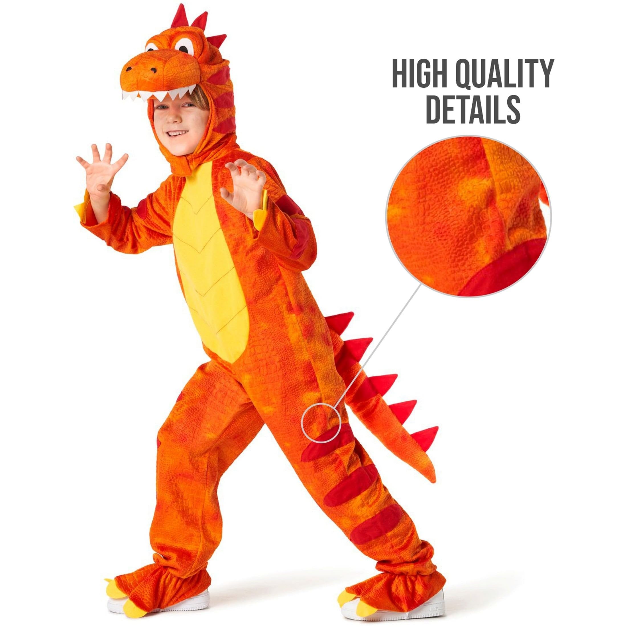 Morph Kostium Dinozaura dla Dzieci Pomarańczowy, Strój T-Rex Maluch, Przebranie Dino Halloween PL