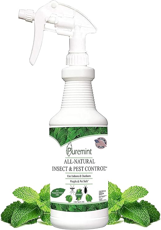 Puremint Insect & Pest Control, Powerful & Natural 5% Peppermint Oil Spray for Ants, Spiders, Bed Bugs, Dust Mites, Roaches and More - Indoor and Outdoor Use, 16 fl oz Pint