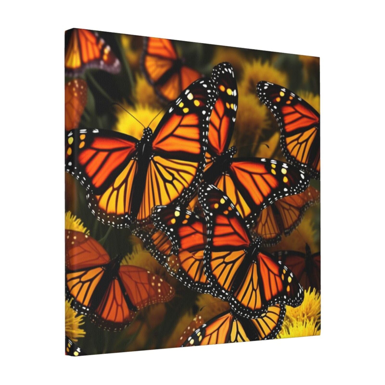 KLOPH Monarch Butterflies Canvas Wall Art for Living Room 16"x16" Modern Artwork Painting for Bathroom Hanging Canvas Prints Aesthetic Wallart for Bedroom Kitchen Office Wall Decor