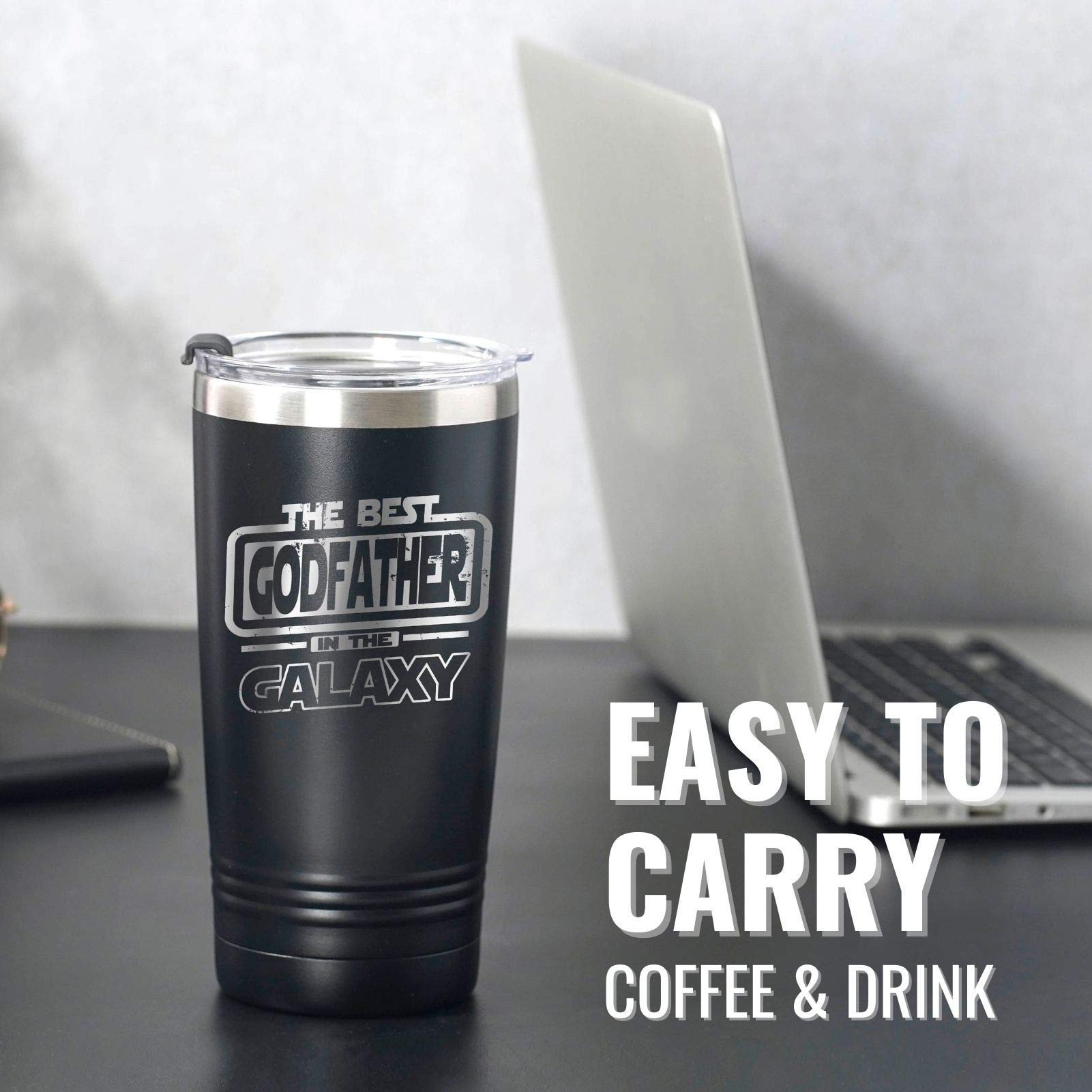 Onebttl Godfather Gifts, Funny Gift Idea for the Best Godfather for Christmas, Birthday, 20 oz Stainless Steel Insulated Travel Mug, Box and Greeting Card Included NEW