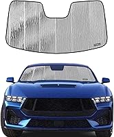Vista 8 de Parasol para parabrisas Pigenius para Ford Mustang 2015-2023 sin cámara montada en el espejo retrovisor, protector de ventana frontal personalizado
