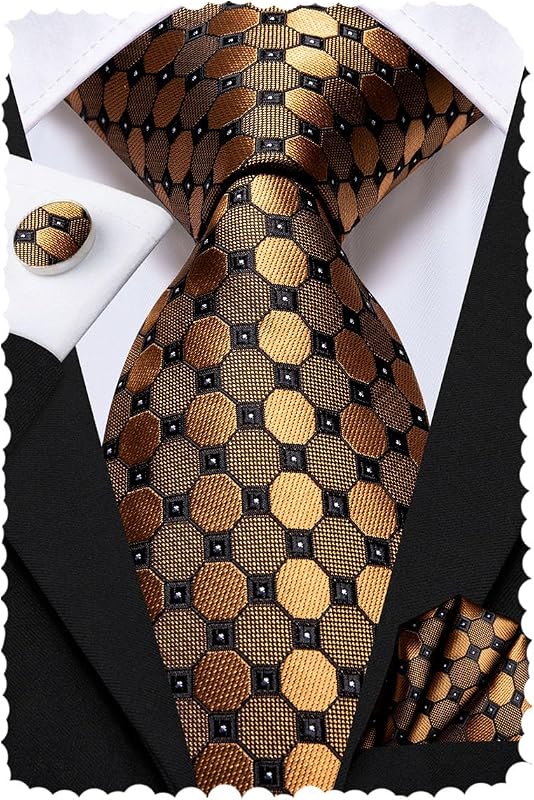 Hi-Tie Conjuntos de corbatas para hombre, corbata de cachemira a rayas de seda, gemelos cuadrados de bolsillo para boda de negocios