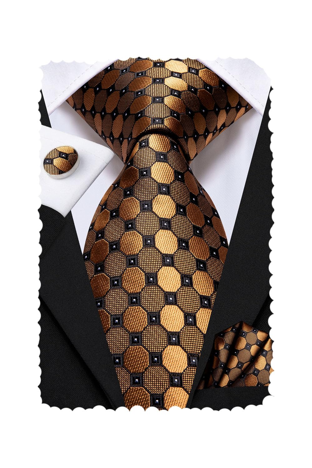 Men Ties Sets Silk Stripe Paisley Necktie Pocket Square Cufflinks for Business Wedding