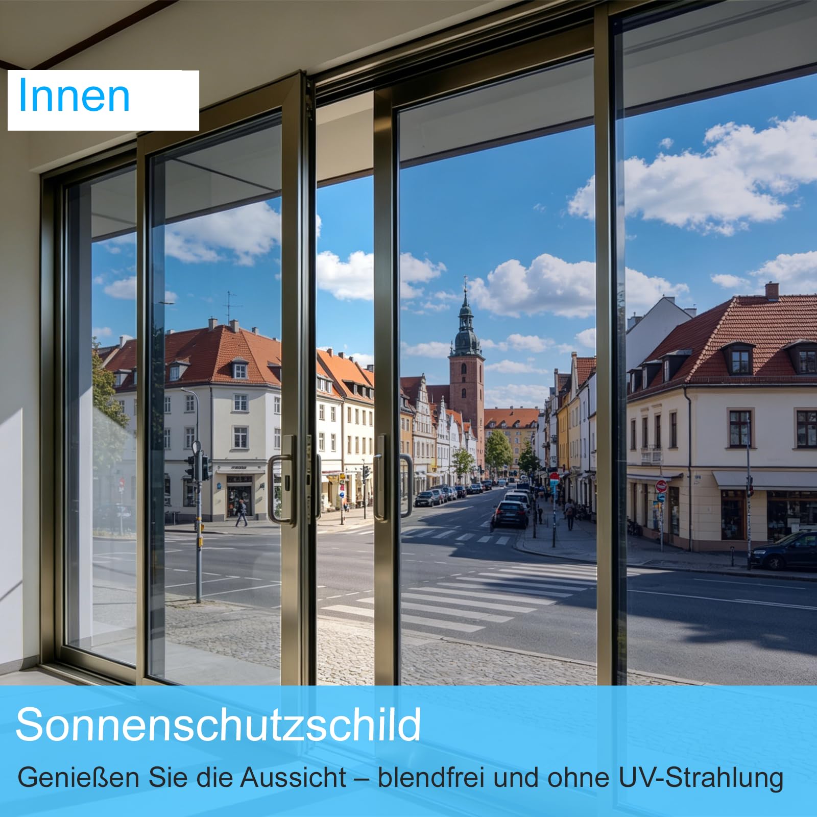Spiegelfolie Fenster Sichtschutz 75x400cm UV Folie Fenster Hitzeschutzfolie Blickdichte Fensterfolie Selbstklebende Sonnenschutzfolie Fenster Innen & Außen Silber