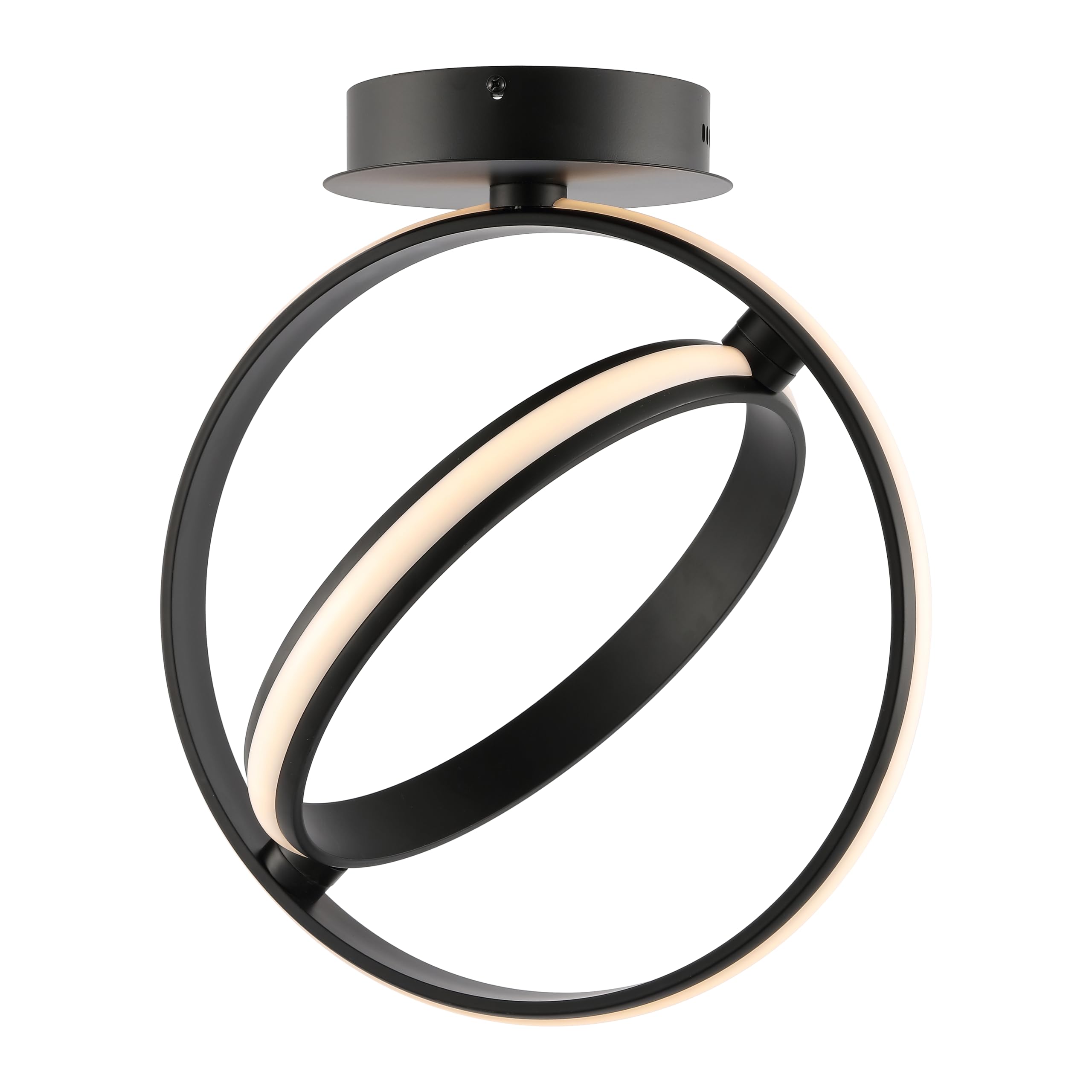 JONATHAN Y JYL1700A Nicole 14.25" 2-Light Modern Minimalist Aluminum Ring Integrated LED Semi Flush Mount Designer, Eclectic, Contemporary, Style, Glam, Living Room, Dining Room, Bedroom, Black