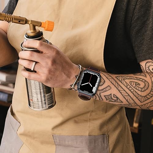 Miniatura 7 de EDIMENS Correas de cuero compatibles con Apple Watch de 1.81 pulgadas, 1.77 pulgadas, 1.73 pulgadas, 1.65 pulgadas (serie 1, 2, 3) para hombres y