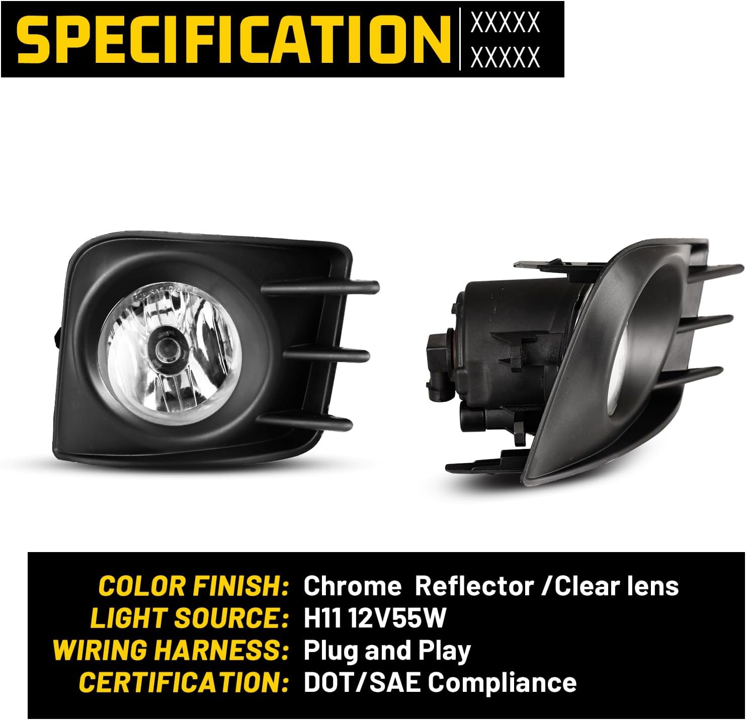 Fog Lights Fit for Scion TC 2011 2012 2013 with H11 12V55W Bulbs OEM Fog Lamps Assembly Include Wiring Kit & Switch-1 Pair (Clear Glass Lens)