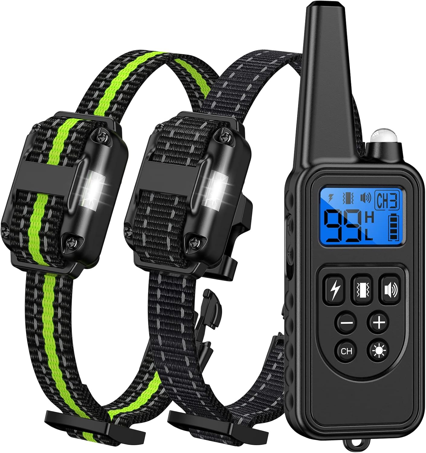 Dog Training Collar for Large Dog, Waterproof Dog Shock Collar, Rechargeable Electronic Dog Collar with Vibration Beep Shock Lock Modes, Adjustable Collar Strap 2600Ft Remote