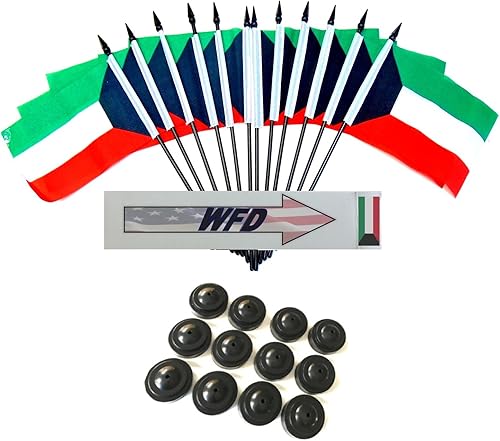 Miniatura 99 de Una docena de banderas y bases de escritorio Nauru, 12 banderas de poliéster en miniatura para oficina y pequeñas con 12 soportes negros Banderas