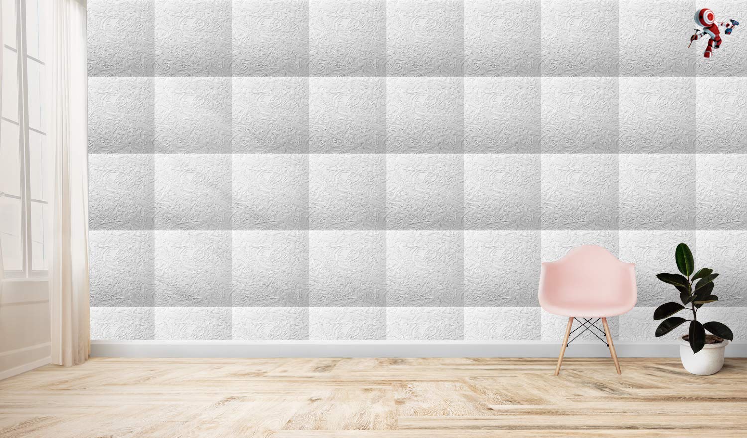 Panel de poliestireno decorativo para techo y pared, efecto 3D, aislante térmico, grosor 1 cm, dimensiones 50 x 50 cm, paquete de 10 m² (40 paneles) (B003)