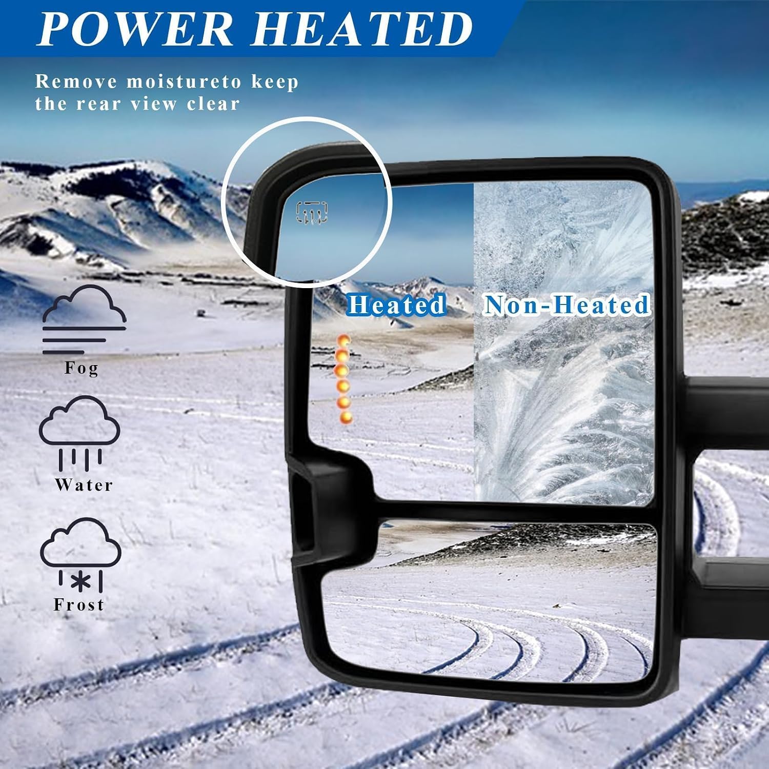 PZ Towing Mirrors Compatible for 2003-2007 Chevy Silverado Suburban GMC Sierra 1500 2500 3500 HD Chrome Power Heated LED Arrow Light Smoked Clearance Lamp Turn Signal Pair Set