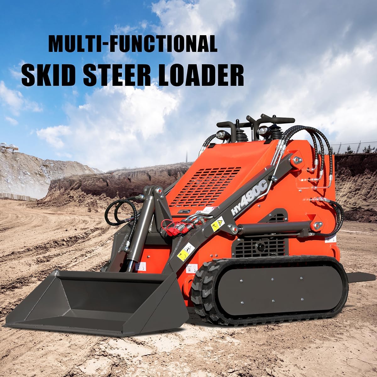 HY480C+Grapple FREE SHIP/unloading Mini Skid Steer Loader with 23HP EPA Engine