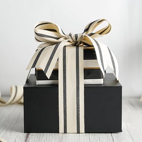 Miniatura 5 de MEEDEE Cinta de tela a rayas de algodón natural de 1-12 pulgadas, cinta de rayas blancas y negras para manualidades, envoltura de regalos,