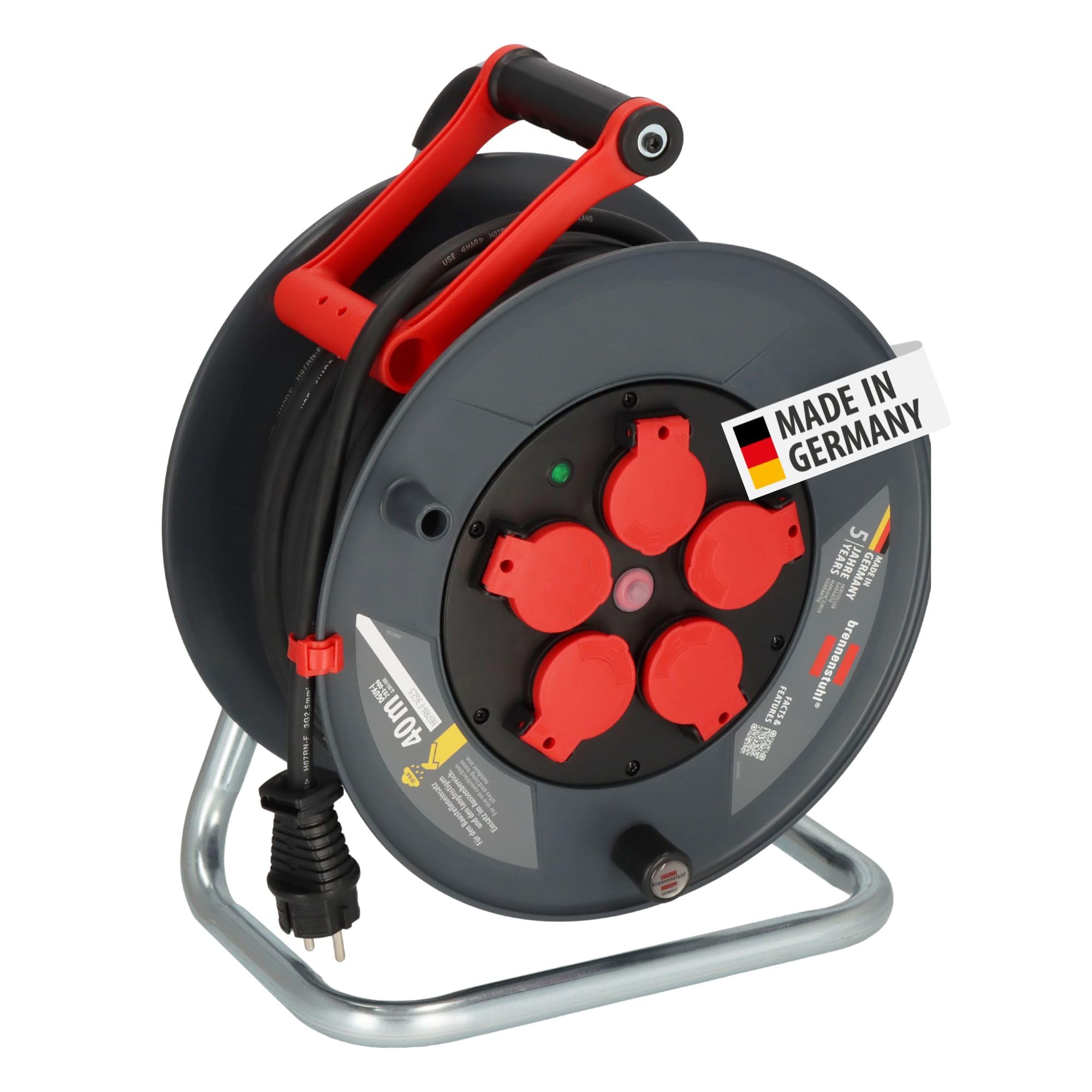 Brennenstuhl Professional Kabeltrommel 320 KU 4200 – 40 m Kabel, Außenbereich, Made in Germany