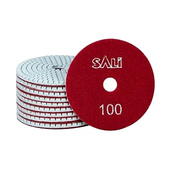 Sali 10 Pack Diamond Polishing Pads 4 Inch Wet Granite Stone Polish Pad Kit for Drill, Grinder, Polisher Polishing Pad for Concrete Marble Stone Countertop Quartz 100 Grit