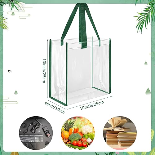 Miniatura 2 de Paterr Paquete de 20 bolsas de plástico transparentes de 10 x 10 x 4 pulgadas, bolsa de regalo aprobada por estadios con asas para mujeres,