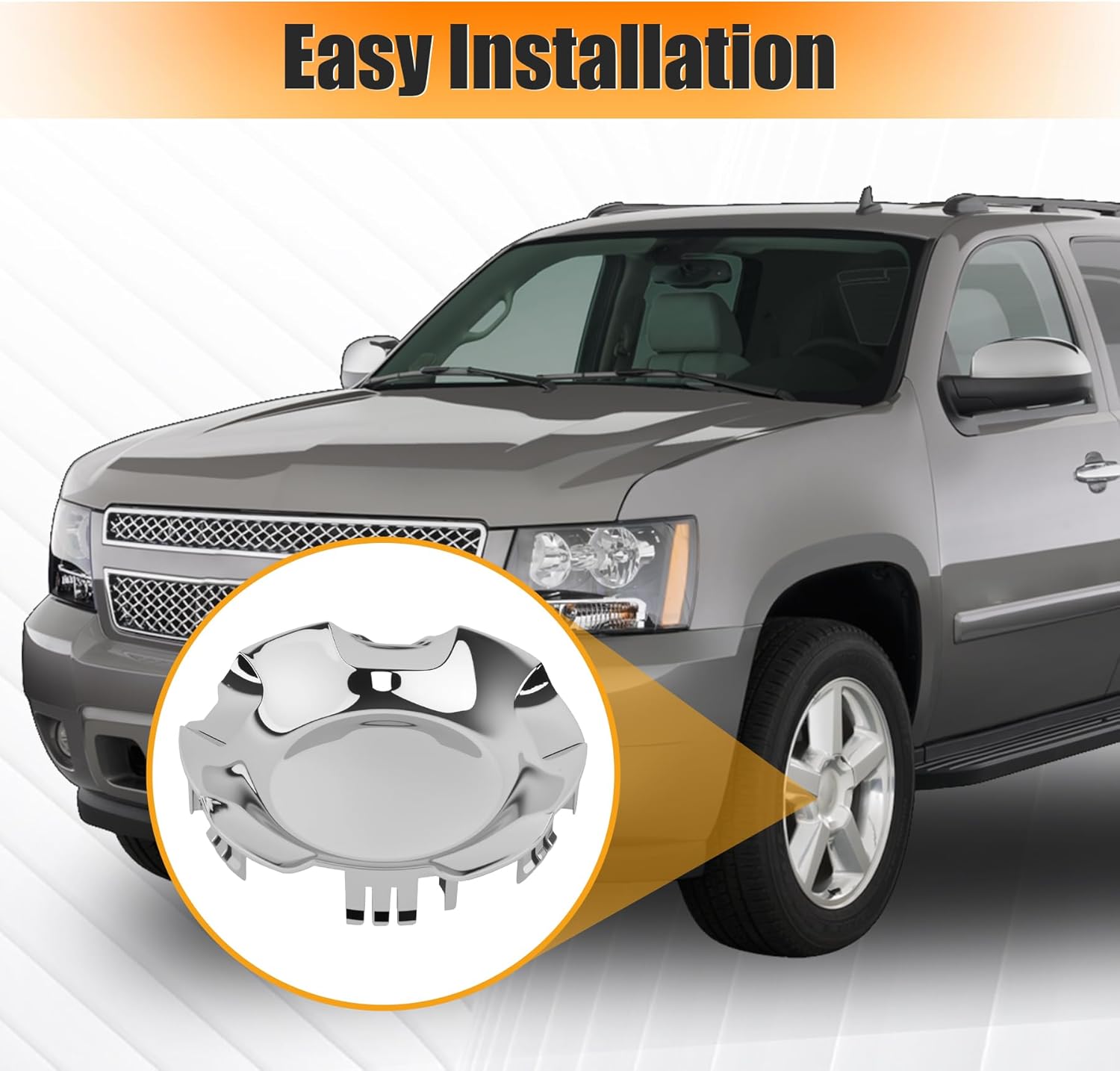 4 Pcs Wheel Center Caps Hubcap Cover, 20" 5-Spoke Wheels Only, Replace for 9596007 9595152, Compatible with Chevrolet Silverado Avalanche 2007-2013 Suburban Tahoe 2007-2014