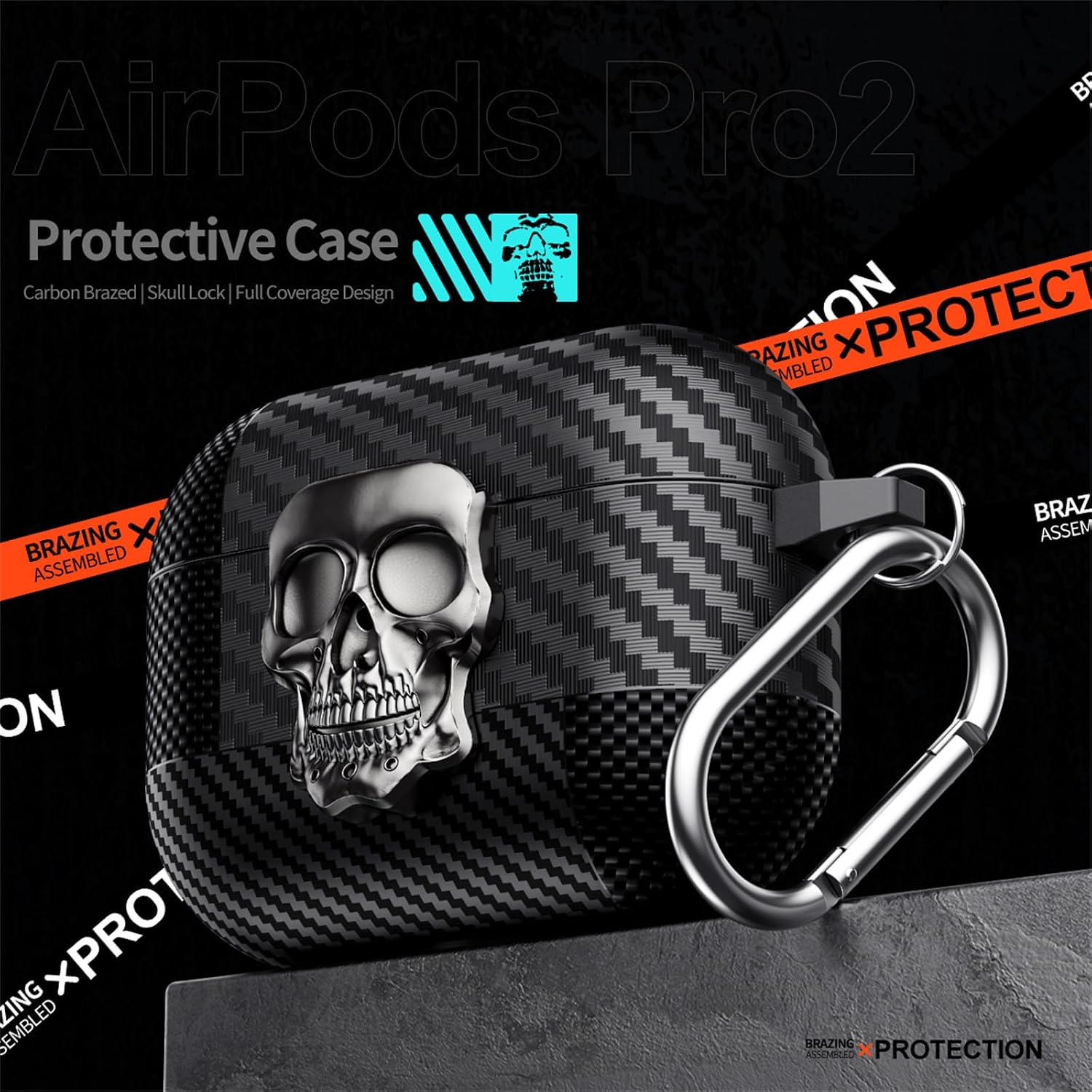 CCSmall Funny 3D Skullface Cover for AirPods Pro 3 Skull Case 2025 Silver image 2