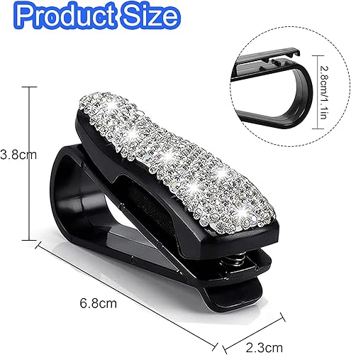 Miniatura 2 de Pomelo Litchi Pitaya 2 soportes brillantes para lentes de sol para automóvil, diamantes de imitación de cristal, soporte para lentes de sol, soporte