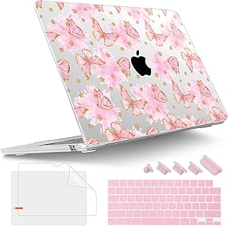 Tuiklol for 2025 2024 2023 MacBook Air 15 inch Case M4 M3 M2 Chip, Model A3241 A3114 A2941 Hard Shell Case with Keyboard Cover & Screen Protector for MacBook 15.3” Cover, Butterf…