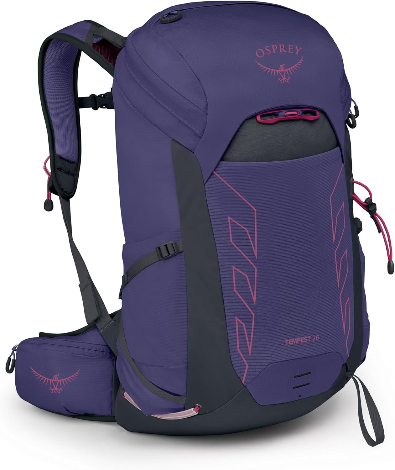 Osprey Tempest 26L Women's Lightweight Hiking Backpack - Daypack for Travel & Camping, Deep Fig/Hotspot Pink