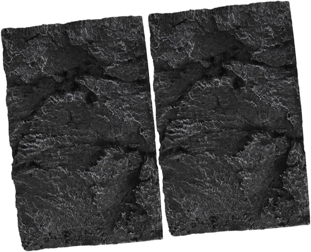 2pcs Rock Aquarium Background Board Lightweight Pu Material for Fish Tank and Reptile Box Decor Safe and Landscape Panel for Aquatic Scenes