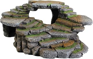 Penn-Plax Reptology Shale Scape Large Step Ledge Cave Hideout REP183 - Realistic Resin for Reptiles, Amphibians, Fish Aquariums Terrariums