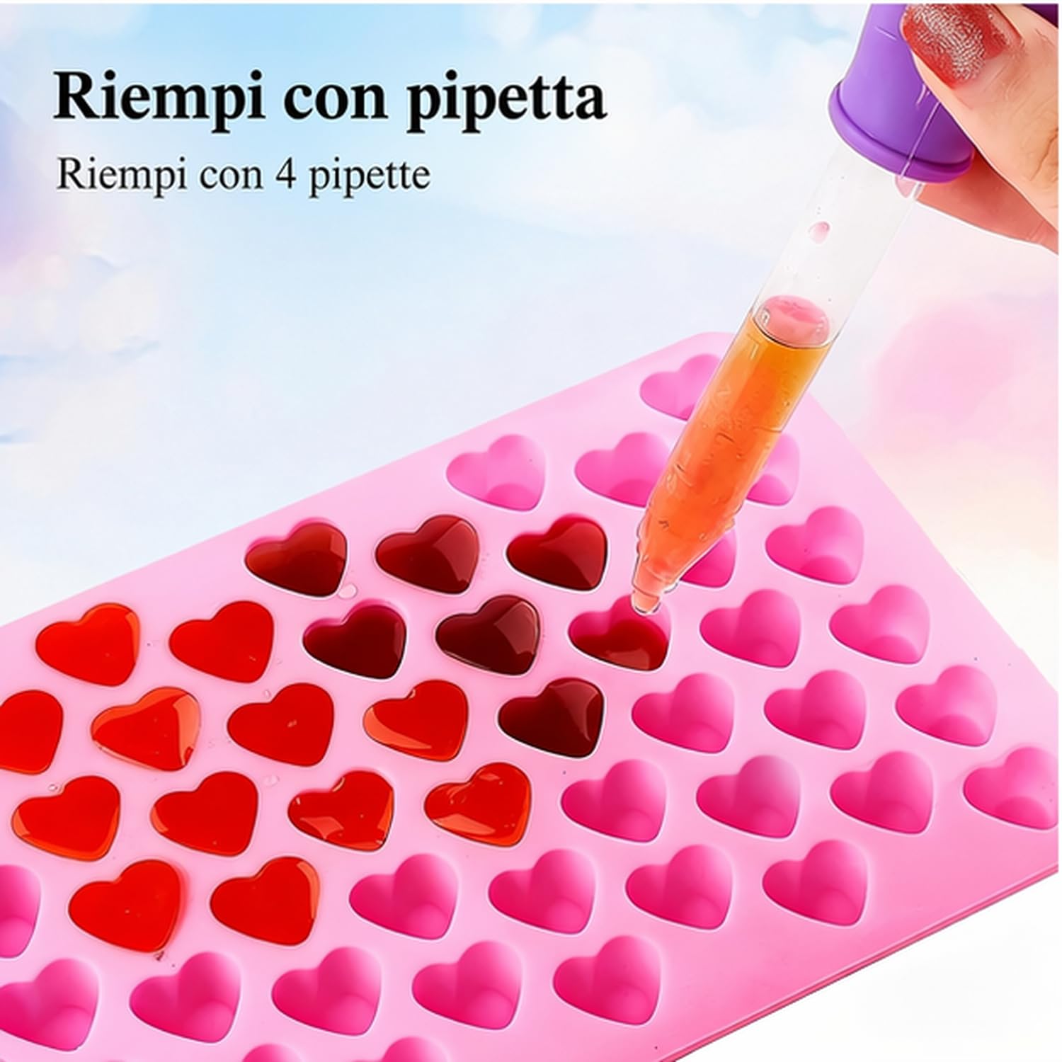 6 Pezzi Stampi in Silicone per Caramelle, Stampi per Orsetti Gommosi con 4 Pipette + 50 Sacchetti di Caramelle per Fare Gommose Cioccolatini Caramelle Piccoli Cubetti di Ghiaccio