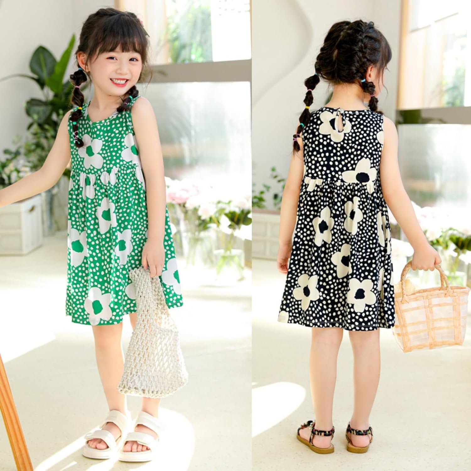 Vestido infantil sem mangas para bebês meninas de 0 a 7 anos Vestido infantil sem mangas para bebês meninas de 0 a 7 anos - Imagem 3