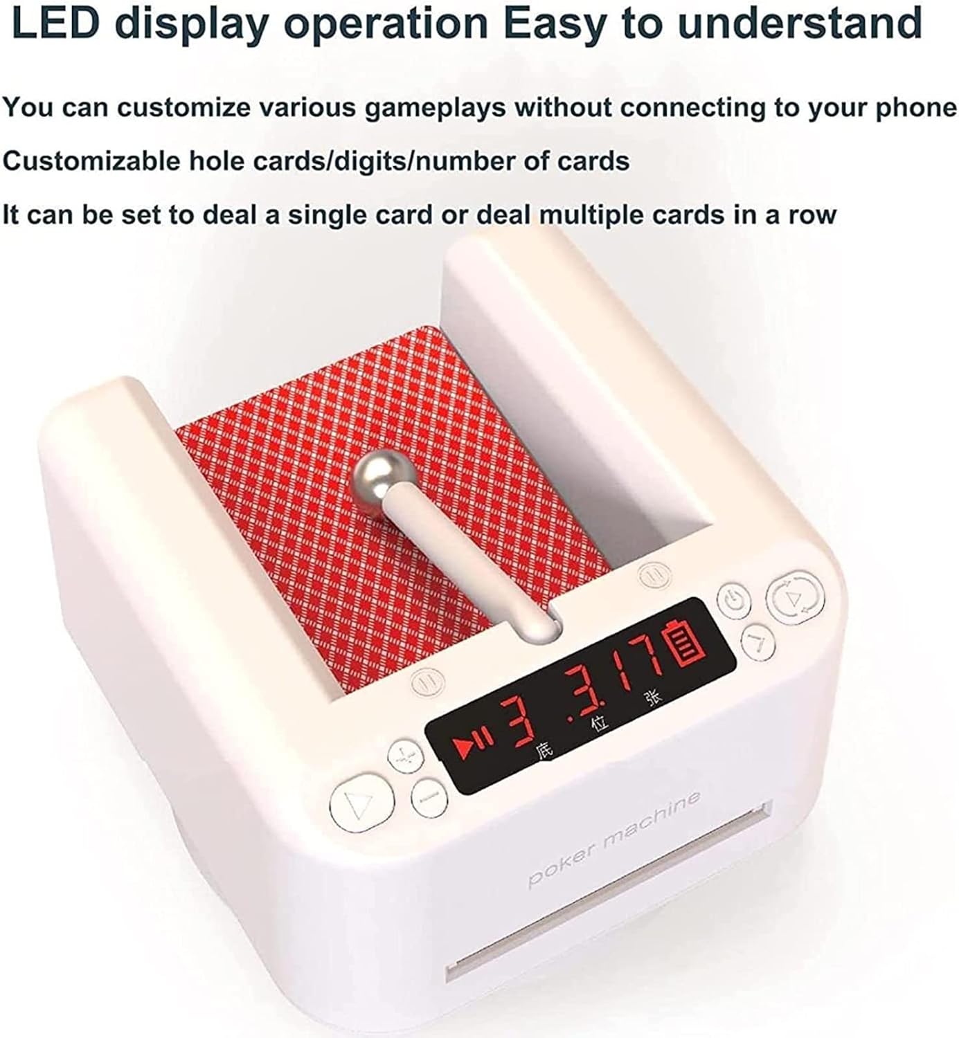 Automatic Card Dealer Machine,Poker Card Shuffler 360° Rotating Universal Poker Splitting Machine Poker Machine Universal Electric Playing Card Shuffler for 2-8 People Game