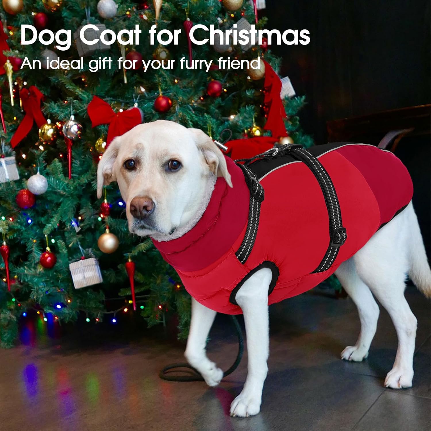 SUNFURA Dog Coat for Small Dogs, Warm Dog Winter Jacket with Harness Built in, Waterproof Pet Snow Jacket Fleece Cold Weather Coats for Puppy Chihuahua, Maltese, Red XS - Image 6