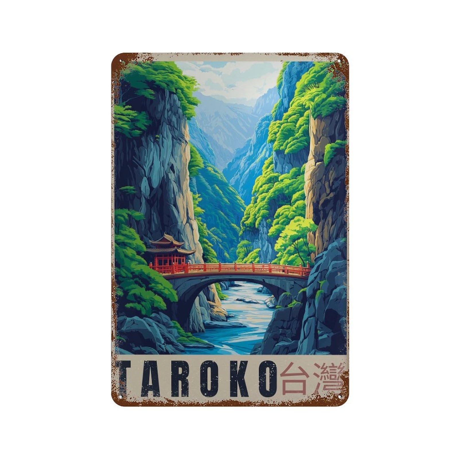 xiaoxiaoshen Taroko National Park Taiwan Travel Wall Decor Art Metal Tin Poster Modern Home Decor Art Home Bar Shop Decorations Vintage Sign 30x20cm
