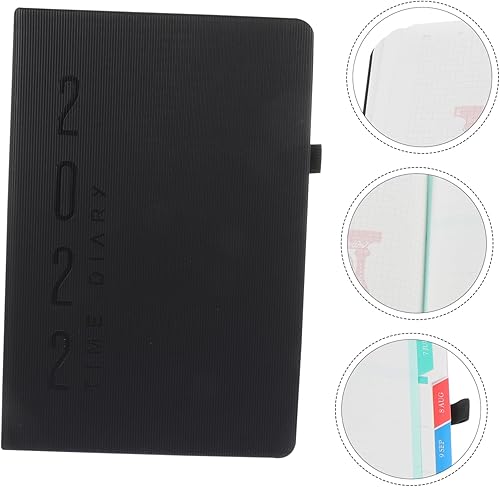 Miniatura 3 de Operitacx Cuaderno de bolsillo de tamaño negro, cuaderno de bolsillo, cuaderno de bolsillo, libro de citas, planificador de trabajo, planificador de