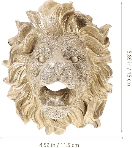 Miniatura 2 de GANAZONO Boquilla de fuente de cabeza de león, boquilla de fuente para decoración de interiores, grifo de cascada para baño, fregadero dorado,
