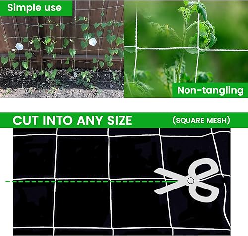 Miniatura 4 de 5 x 15 pies, 1 paquete de red de enrejado blanco para jardín, red de cultivo de poliéster resistente, red de plantas trepadoras para plantas