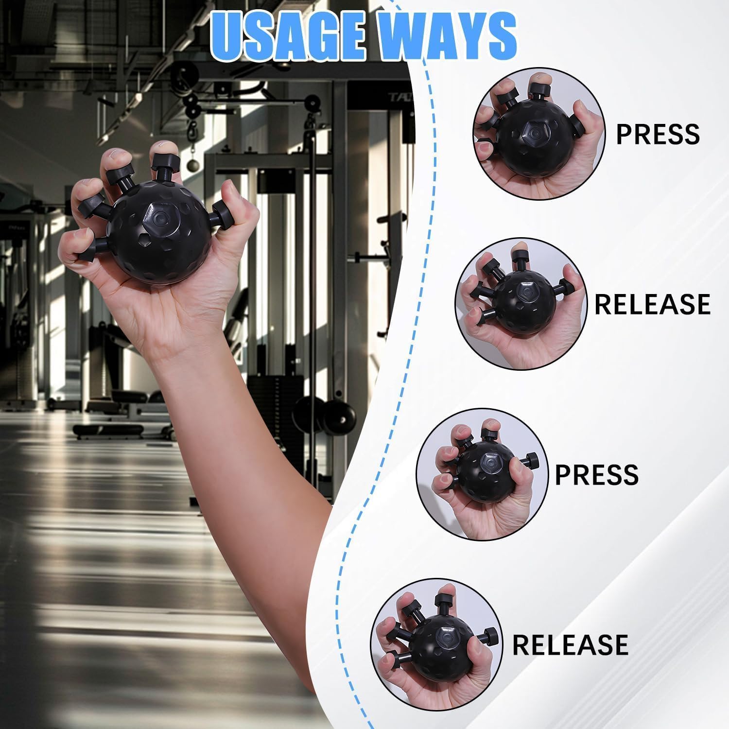 JEEJEX Hand Grip Strengthener,Ultimate Finger Exerciser Strength Trainer Exercise Ball Hand Strengthener Hand Balls Workout Equipment for Men & Women 3
