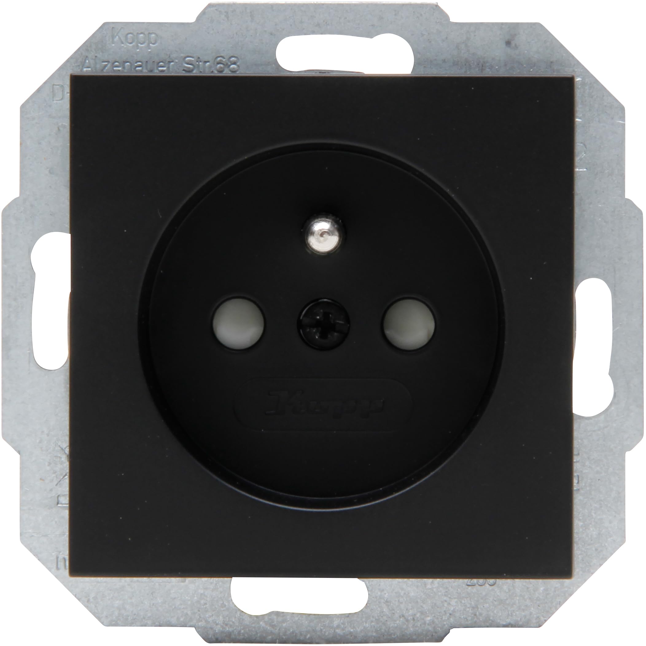 Kopp HK07 - Centre Earthing Contact Socket, Plug Sockets, Electric Sockets, Increased Touch Protection, Matte Black, Pack of 10